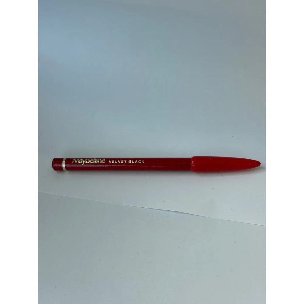 Vintage Maybelline Velvet Black Eyeliner Pencil Red Wood Barrel Classic Makeup